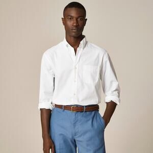 J.Crew Broken-in Organic Oxford Cotton Shirt Men S White Button Down Long Sleeve